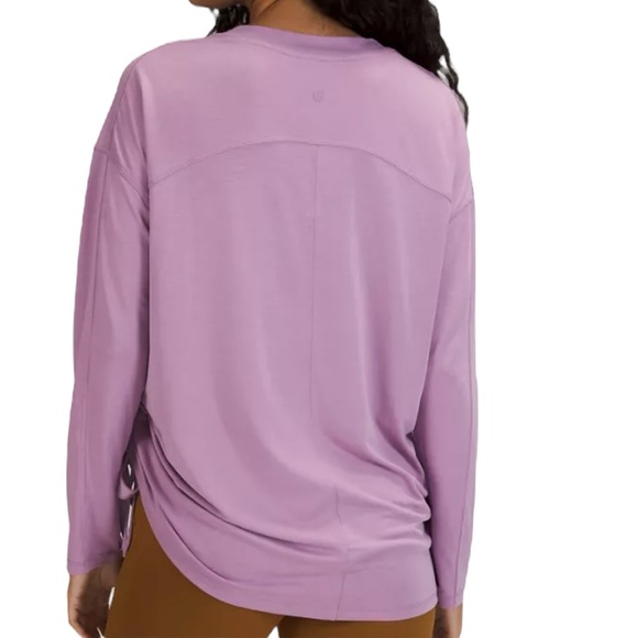 Lululemon Womens Crew Top 8 Side Cinch Long Sleeve Purple Relax Fit Breathable - Picture 2 of 12